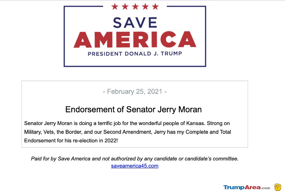 Jerry Moran Endorsement