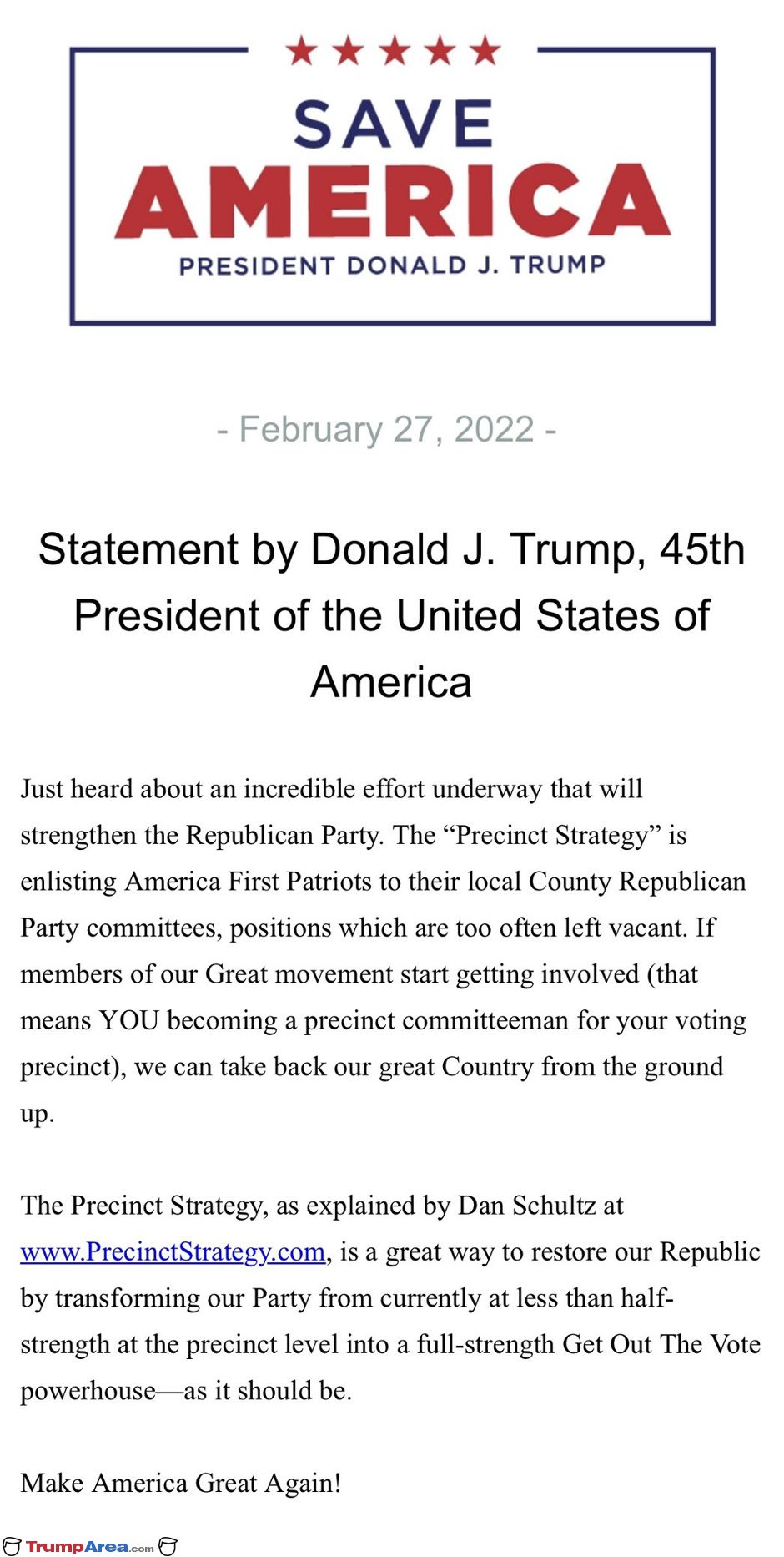 Statement From President